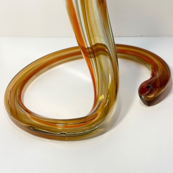 Sooner Art Glass Vase Hand Blown Vintage Marble Brow Mid-Century Modern - Picture 5 of 9